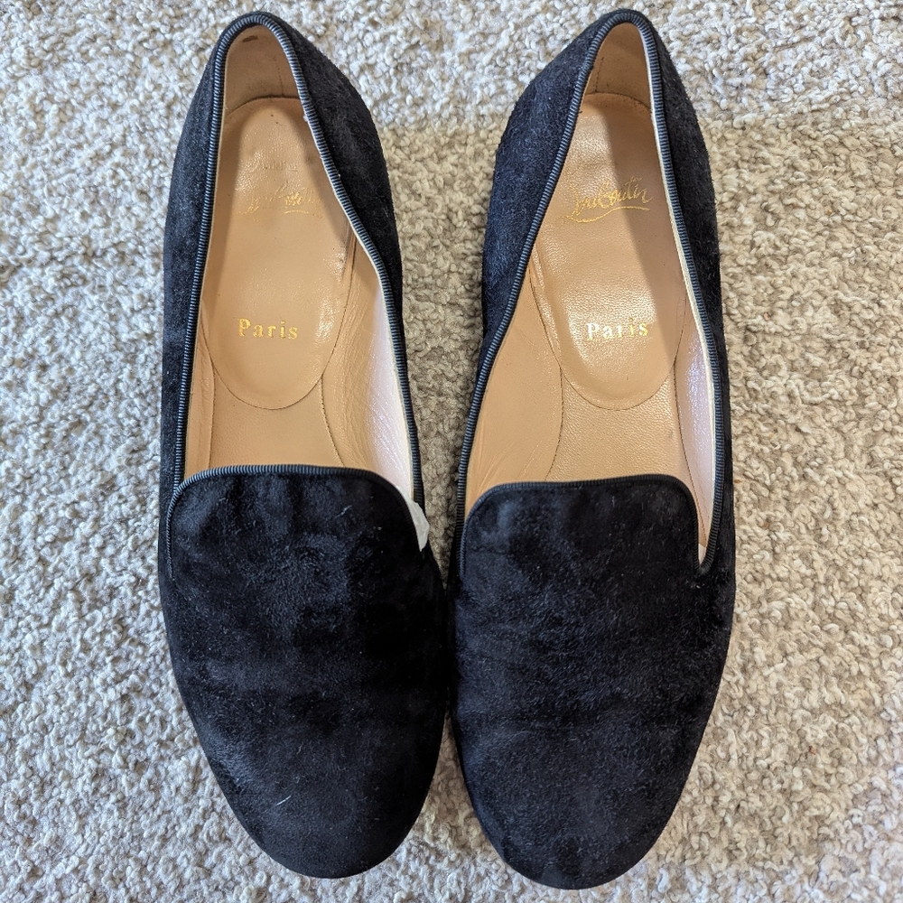 Christian Louboutin Black Suede Loafers - Picture 2 of 13